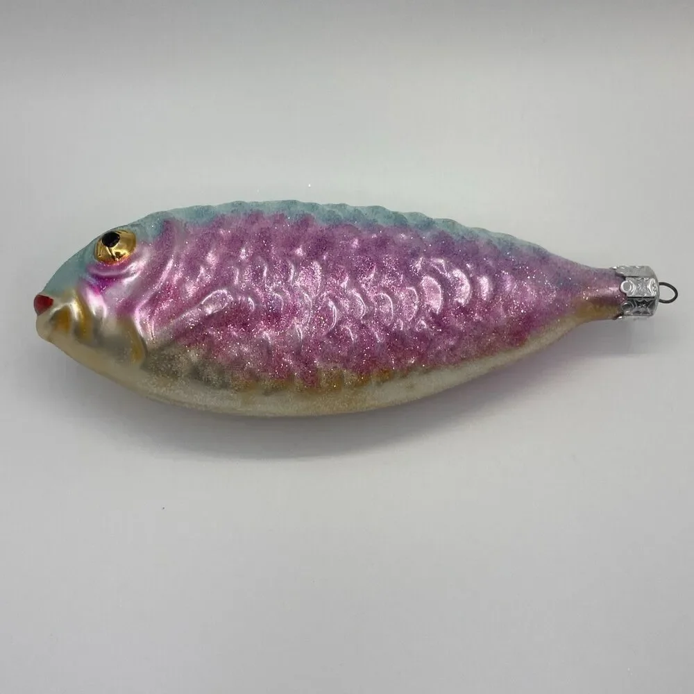 Vintage Christopher Radko Rainbow Trout Hand Blown Glass Christmas Ornament Rare
